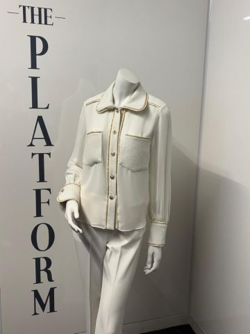 EDWARD ACHOUR PARIS IVORY CHAIN BLOUSE